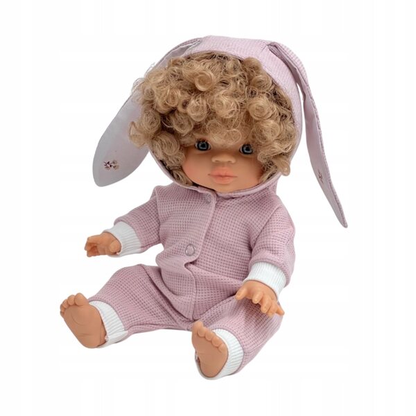 Kombinezon rosa con orecchie da coniglio per bambole 34-38 cm Miniland e Minikane