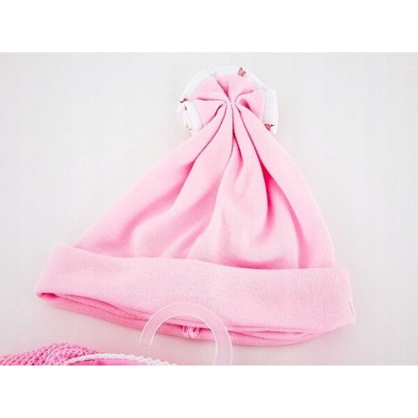 Completo rosa per bambola 45 cm con maglione, cappellino e calzini