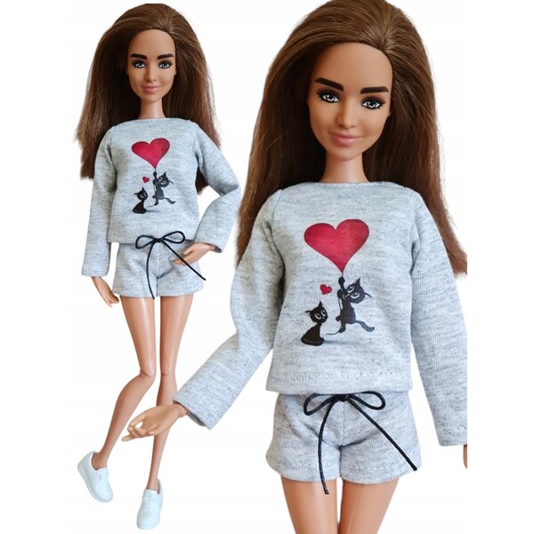 Komplettes Kleidungsset für Bluza-Modellpuppen und Shorts aus Melange-Stoff