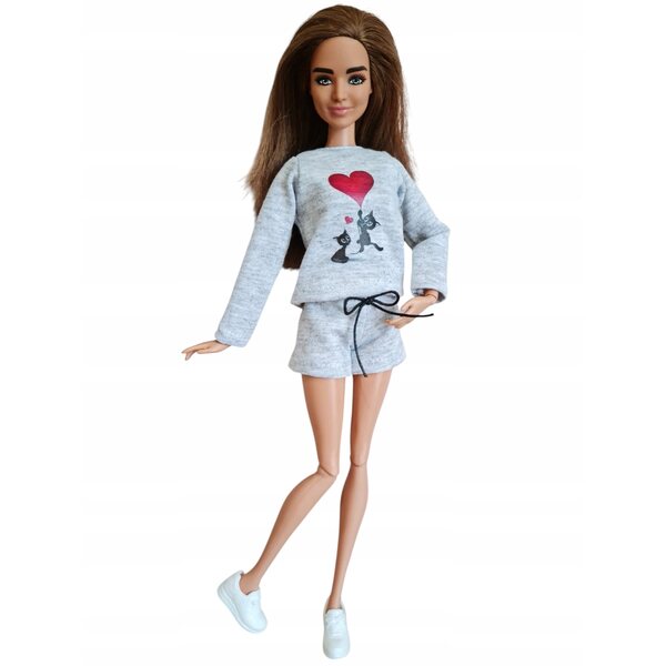 Komplettes Kleidungsset für Bluza-Modellpuppen und Shorts aus Melange-Stoff