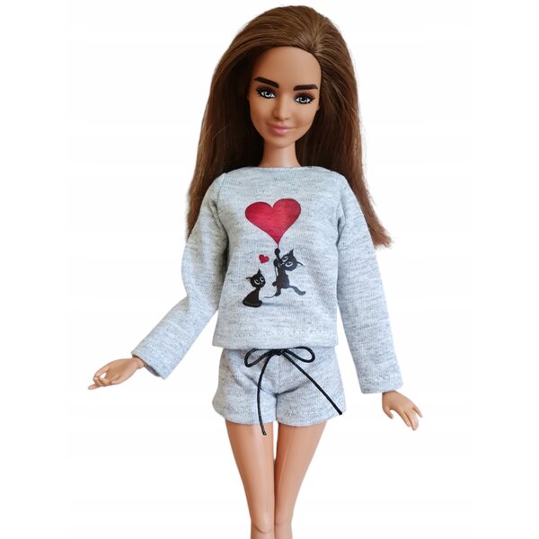 Komplettes Kleidungsset für Bluza-Modellpuppen und Shorts aus Melange-Stoff