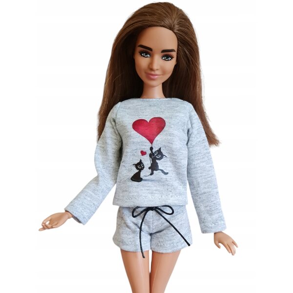 Komplettes Kleidungsset für Bluza-Modellpuppen und Shorts aus Melange-Stoff