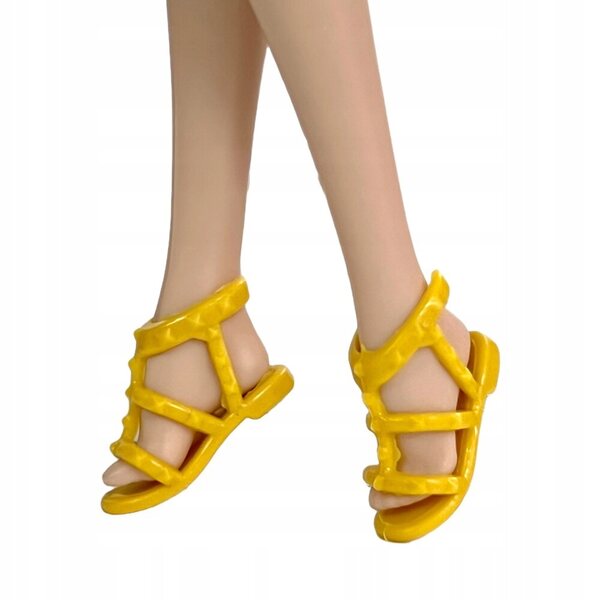 Gelbe flache Sandalen für Barbie- und Steffi-Puppen, 29 cm
