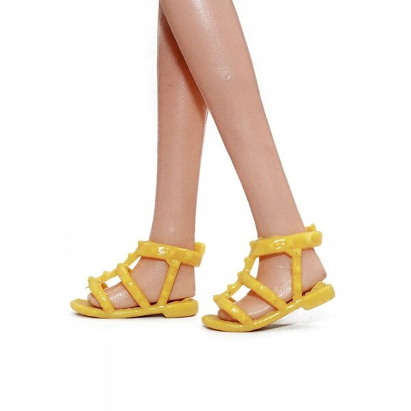 Gelbe flache Sandalen für Barbie- und Steffi-Puppen, 29 cm