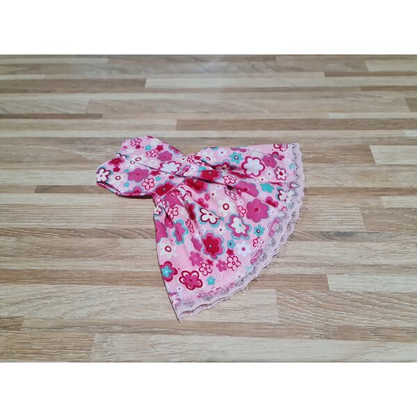 Modisches Blumen-Puppenkleid mit Spitze und Klettverschluss