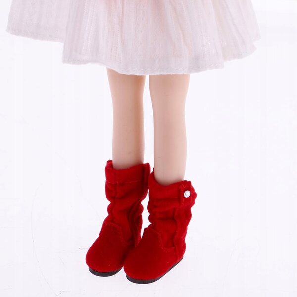 Coppia scarpe in pelle PU per bambole da 12 pollici stile Blythe rosse