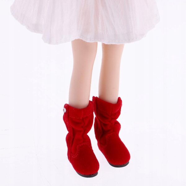 Coppia scarpe in pelle PU per bambole da 12 pollici stile Blythe rosse