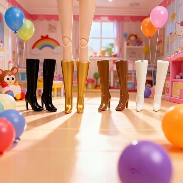 Goldene hohe Schuhe für Barbie- und Steffi-Puppe, 28-30 cm hohe Absätze
