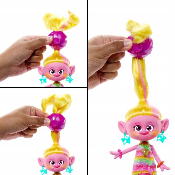 Mattel Trolls Hairsational Reveal Viva mit 10 Accessoires und flauschigem Haar
