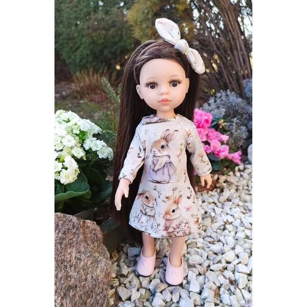 Kleid für Paola Reina 32 cm Puppe mit Stirnband – 2-in-1-Set aus Stoff