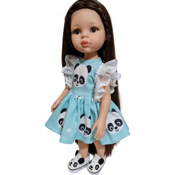 Kleid für Paola Reina 32 cm Puppe mit Spitze und Panda-Aufdruck