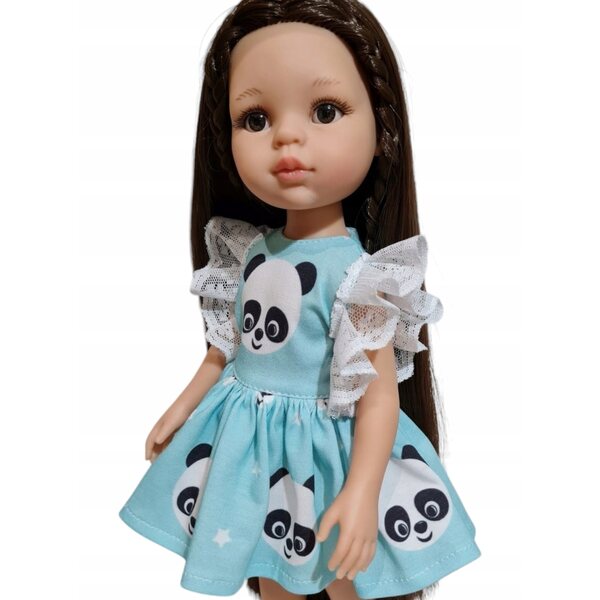Kleid für Paola Reina 32 cm Puppe mit Spitze und Panda-Aufdruck