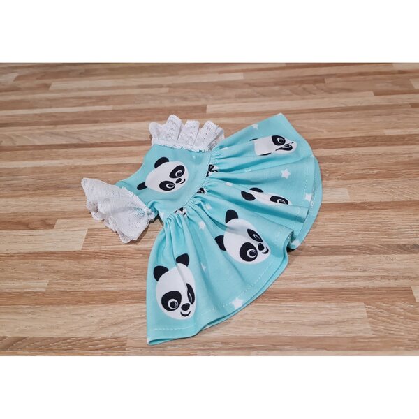 Kleid für Paola Reina 32 cm Puppe mit Spitze und Panda-Aufdruck