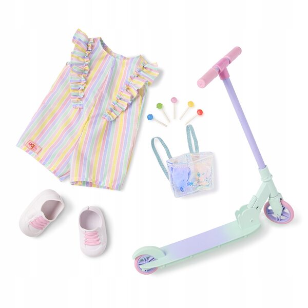 Bekleidungsset für Our Generation-Puppen mit Ride the Rainbow 46 cm Roller
