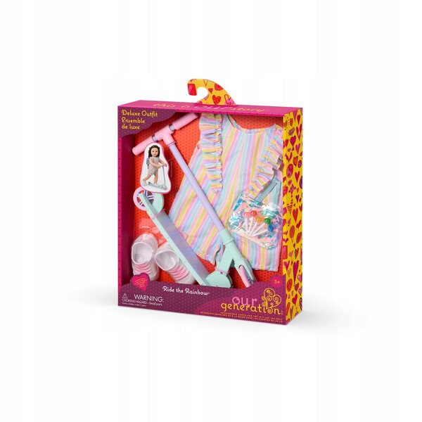 Bekleidungsset für Our Generation-Puppen mit Ride the Rainbow 46 cm Roller