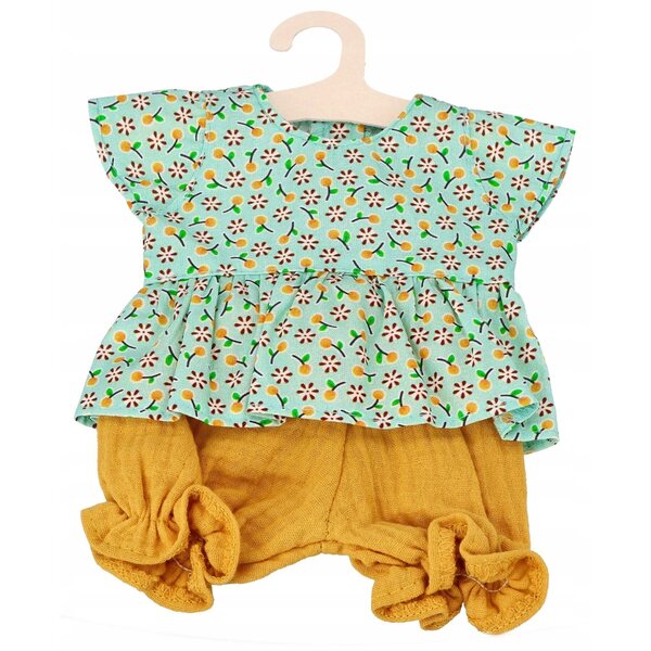 Miniland 32 cm Puppenkleidungsset mit Mirabellenmuster aus Baumwolle und Musselin