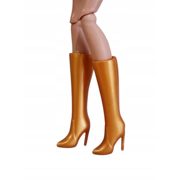 Goldene Stiefeletten für Puppen mit Modeaccessoires, traditionelle Größe