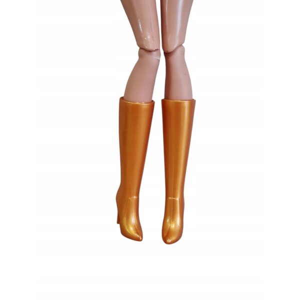 Goldene Stiefeletten für Puppen mit Modeaccessoires, traditionelle Größe