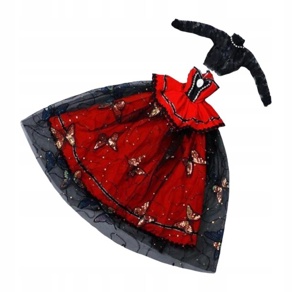 Rotes Stoffkleid für 60 cm große BJD-Puppen – elegantes und farbenfrohes Kostüm