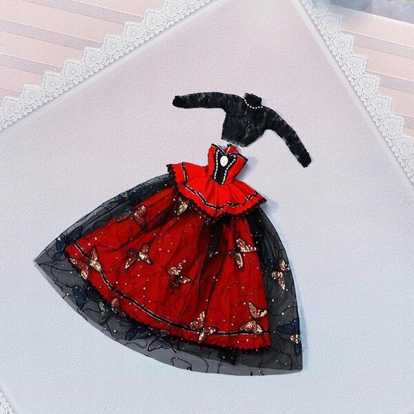 Rotes Stoffkleid für 60 cm große BJD-Puppen – elegantes und farbenfrohes Kostüm
