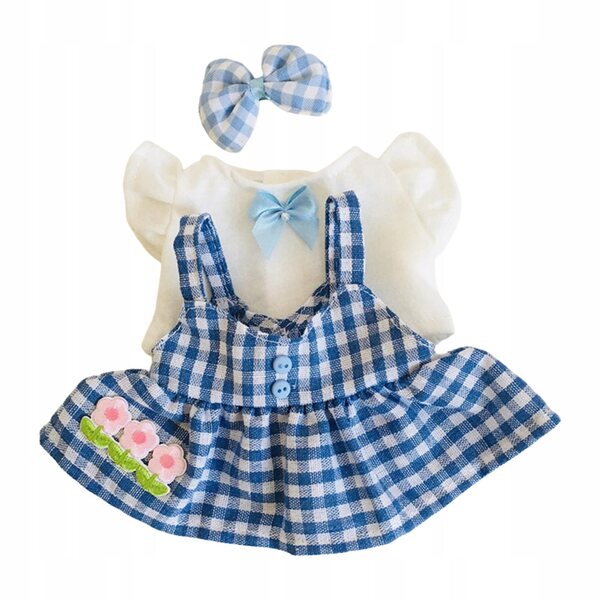 Set 3 Mini Ubranka per Bambole 20 cm Blu - Gonna, Maglietta e Cappello