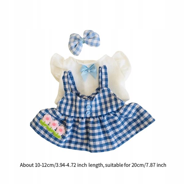 Set 3 Mini Ubranka per Bambole 20 cm Blu - Gonna, Maglietta e Cappello