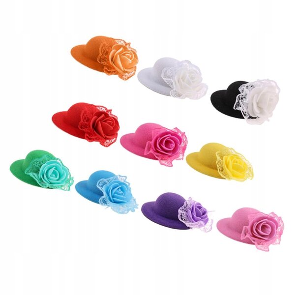 Set 10 Cappelli Vintage Melonik per Bambole 28-30 cm in Tessuto Elegante