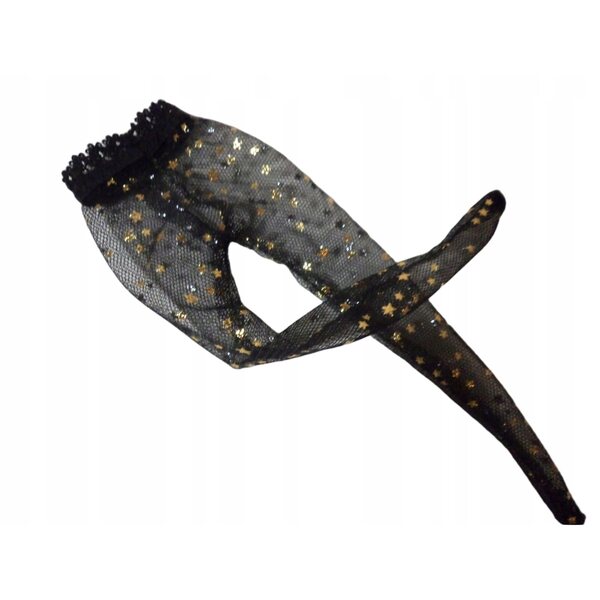 Calze nere per bambola Barbie 29 cm con motivo a rete e glitter argento