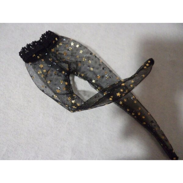 Calze nere per bambola Barbie 29 cm con motivo a rete e glitter argento