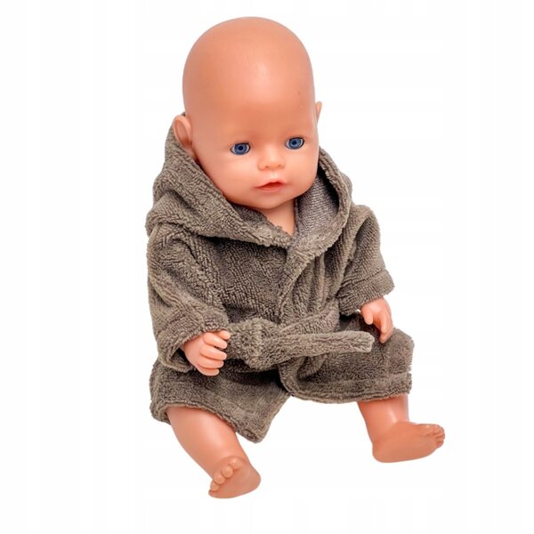 Szlafrok frotte marrone per bambola Baby Born 42-43 cm con cappuccio