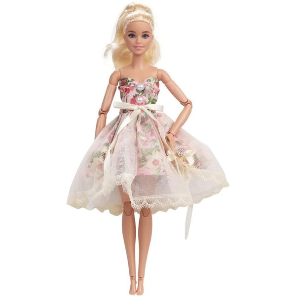 Elegantes Blumenkleid für 30 cm große American Doll 1/6 BJD-Puppen mit Perlen