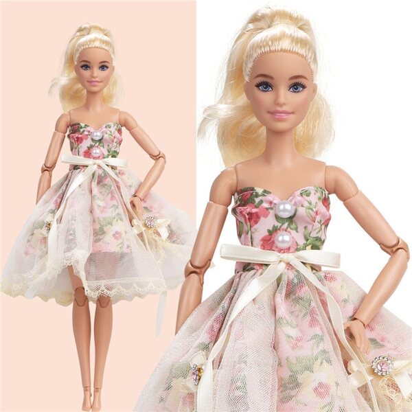 Elegantes Blumenkleid für 30 cm große American Doll 1/6 BJD-Puppen mit Perlen