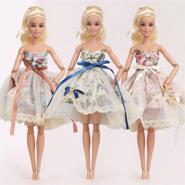 Elegantes Blumenkleid für 30 cm große American Doll 1/6 BJD-Puppen mit Perlen