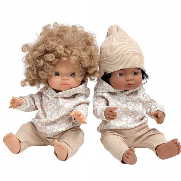Bluse für Miniland 38 cm und Paola Reina Puppe in Sandfarbe mit Blumen