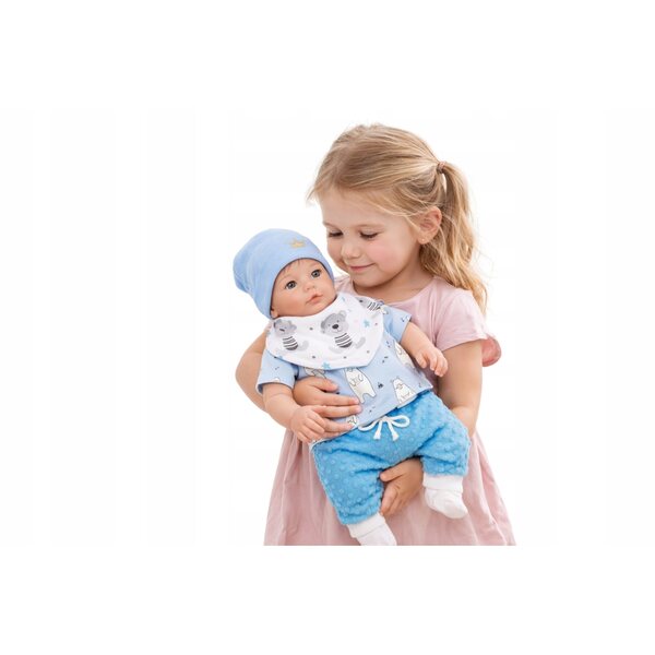 Wyprawka pour poupée 45 cm avec sac, linge et vêtements bleus