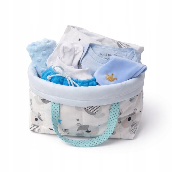 Wyprawka pour poupée 45 cm avec sac, linge et vêtements bleus