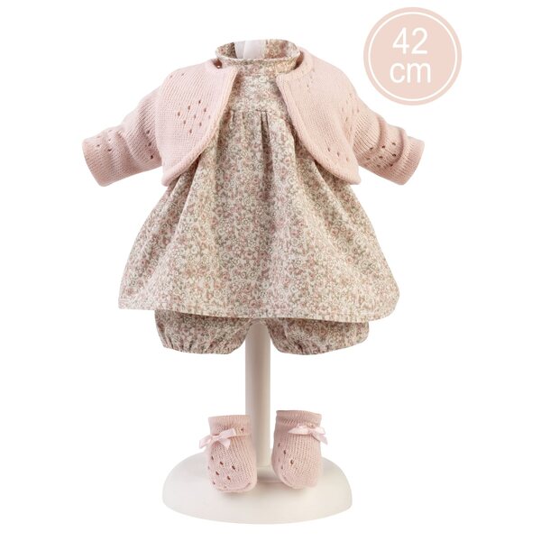 Kleidungsset für die Llorens-Puppe 42 cm – 4 Teile aus rosa Stoff, hergestellt in Spanien