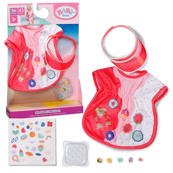 BABY born Set Spiaggia per Bambole 43 cm Abbigliamento Estivo Colorato