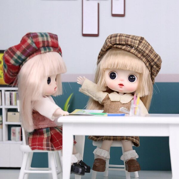 1/6 BJD-Puppe mit elastischen Gelenken, weichem Haar und roten Augen, 14 cm