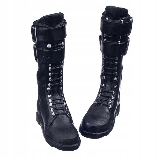 Schwarze Damenstiefel im Maßstab 1:6 für 12-Zoll-Puppen – 2 Paar