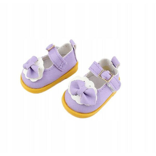 Buciki per bambola Paola Reina 32 cm viola con fiocco, chiusura a strappo