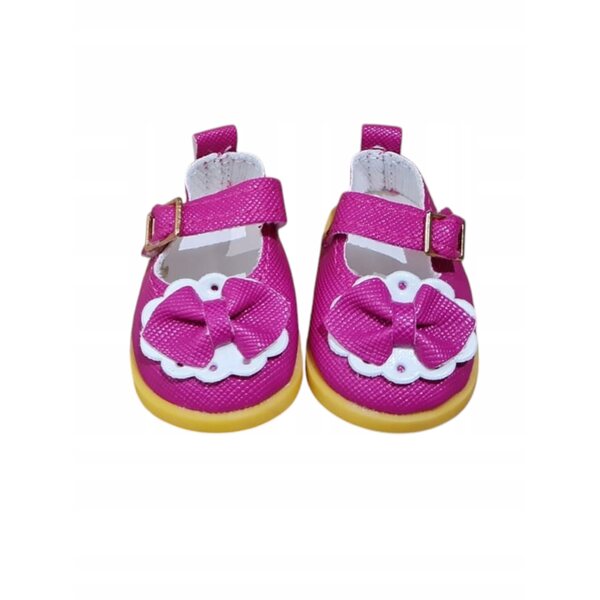 Buciki fucsia con fiocco per bambola Paola Reina 32 cm, chiusura a velcro