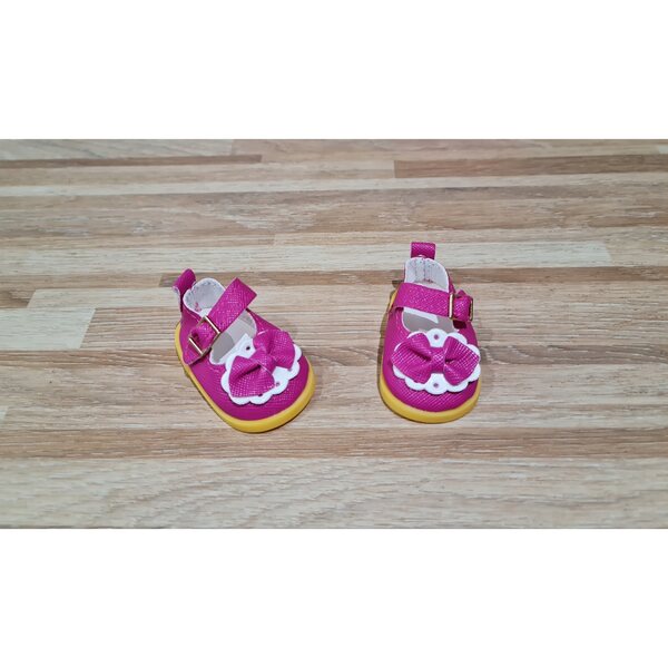 Buciki fucsia con fiocco per bambola Paola Reina 32 cm, chiusura a velcro