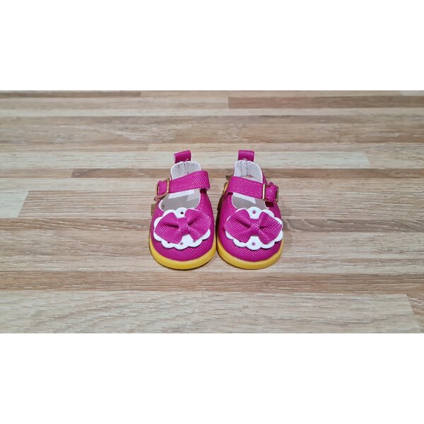 Buciki fucsia con fiocco per bambola Paola Reina 32 cm, chiusura a velcro