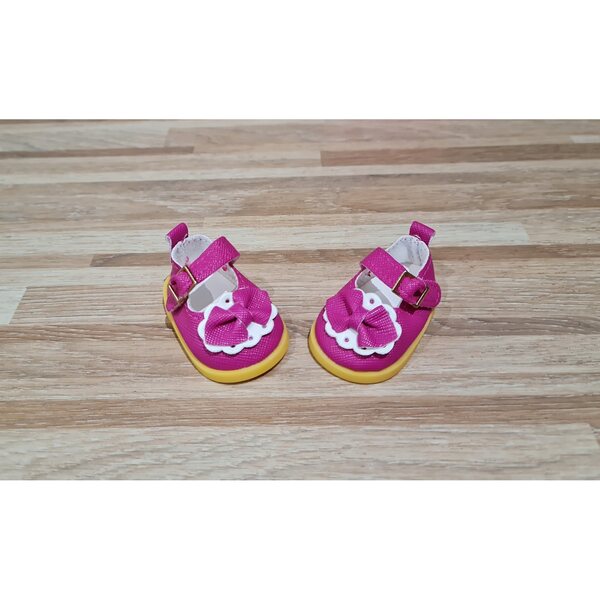 Buciki fucsia con fiocco per bambola Paola Reina 32 cm, chiusura a velcro