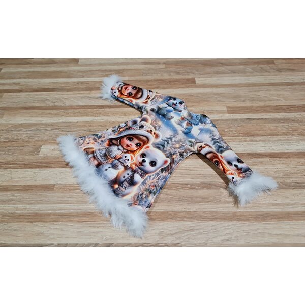 Paola Reina Puppenkleidung, 32cm Kleid mit Fell – mehrfarbig