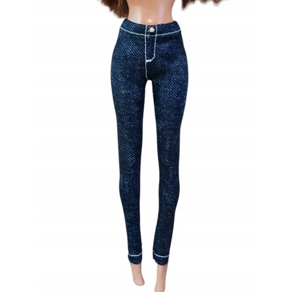 Hose für eine modische Puppe: dunkelblaue Leggings mit Zierperlen