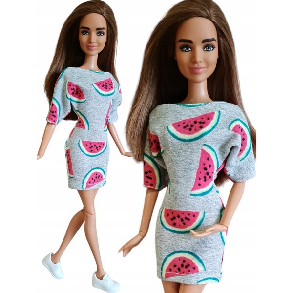 Kleid für eine Modepuppe mit Wassermelonen: Kleidung für klassische Puppen