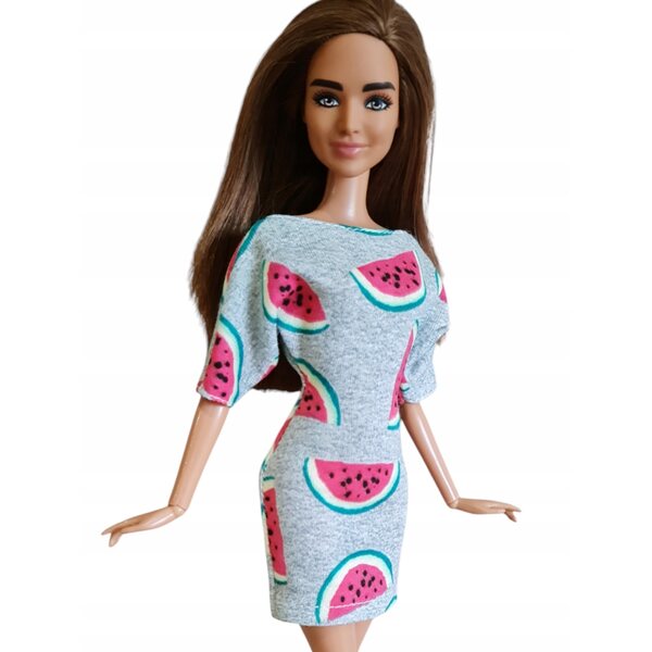 Kleid für eine Modepuppe mit Wassermelonen: Kleidung für klassische Puppen