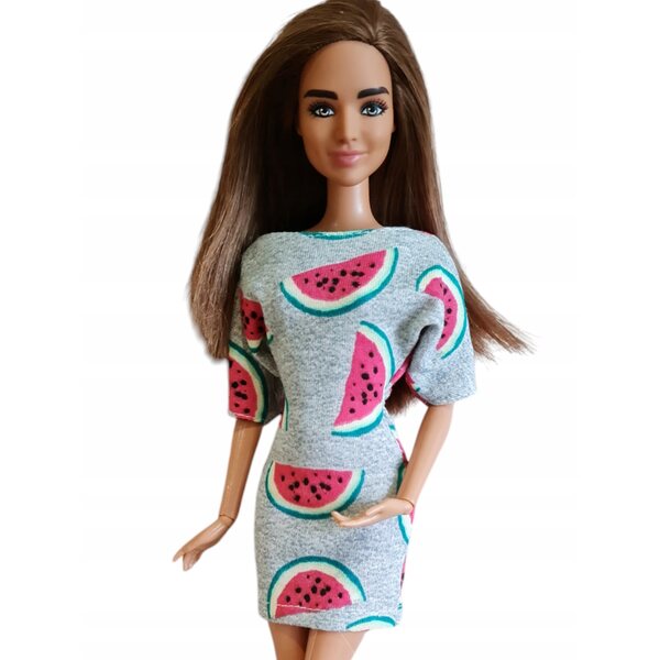Kleid für eine Modepuppe mit Wassermelonen: Kleidung für klassische Puppen